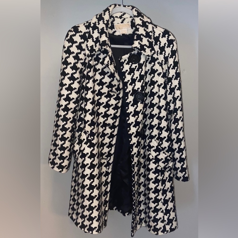 Michael Kor’s Wool Black & White Peacoat 6